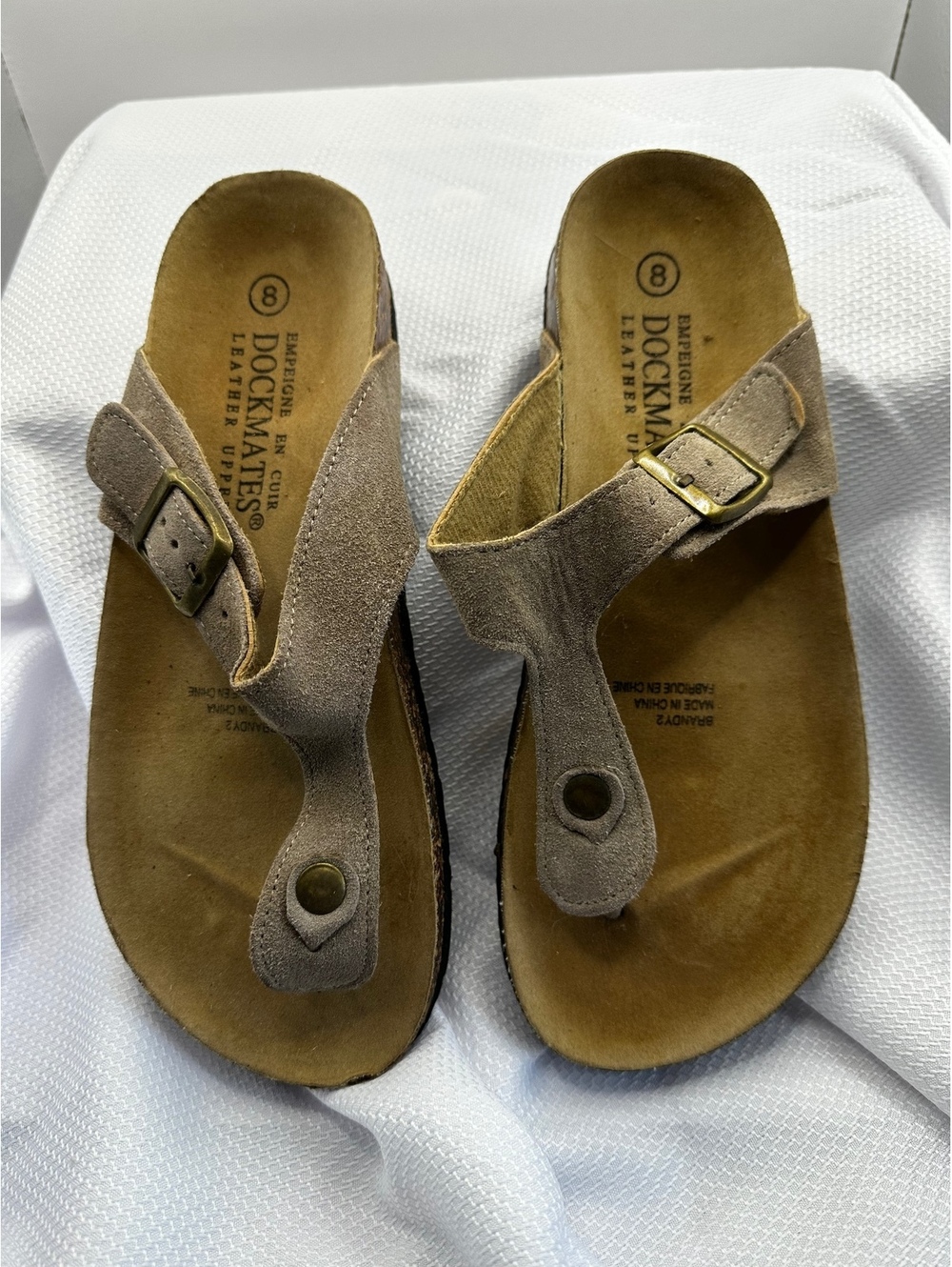Womens DOCKMATES 'Brandy2' Leather with Cork Footbed - size 8 - T-strap sandle